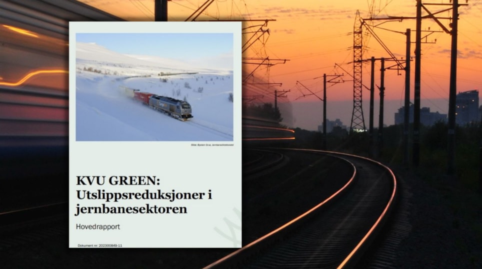 Jernbane og innfelt skjermbilde fra sak om KVU Green