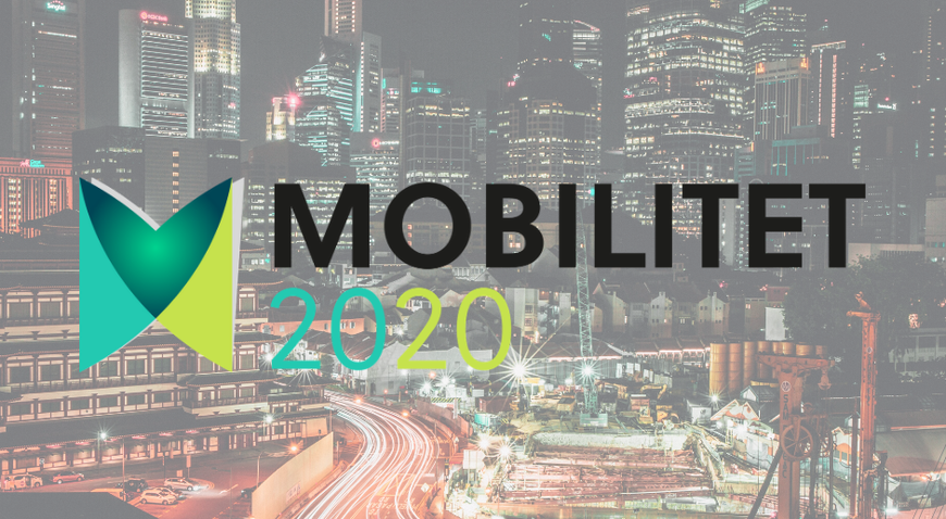 Banner med by og logo for Mobilitet 2020